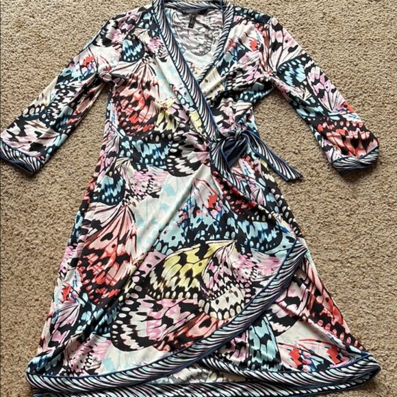 BCBGMaxazria Colorful Patterned Wrap Dress size M - Picture 1 of 5